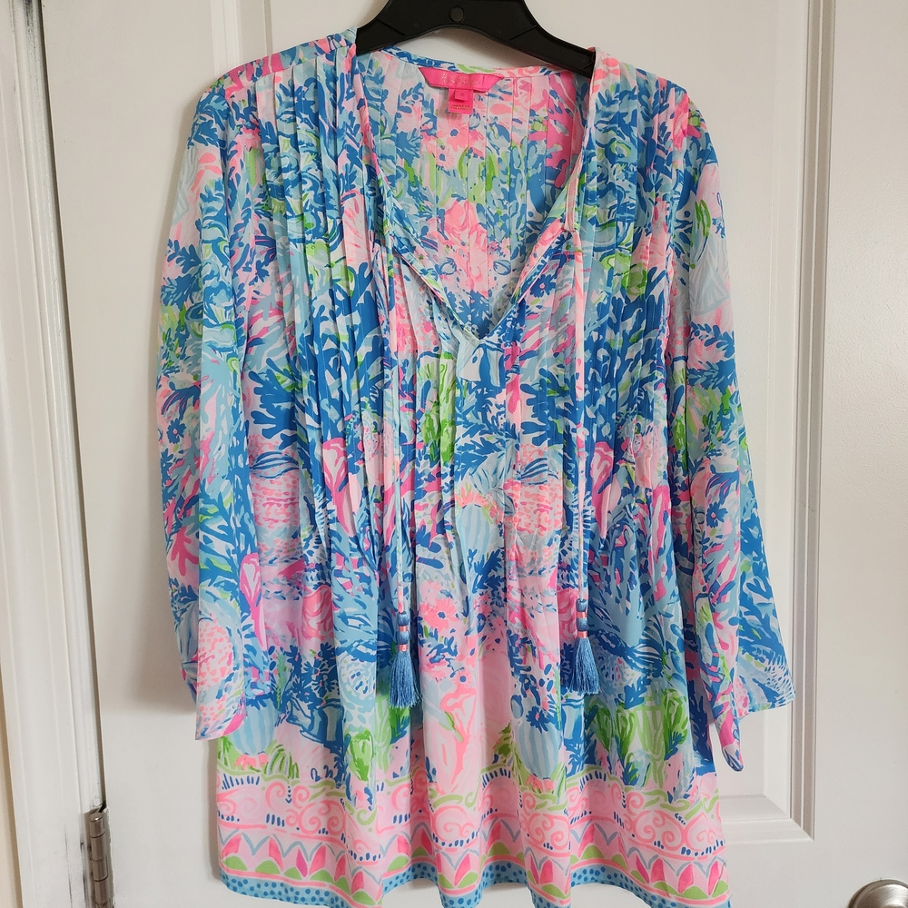 Lilly Pulitzer Pink and Blue Relaxed Tunic1